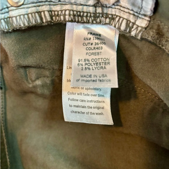 Frame Le Skinny De Jeanne Forest Green Distressed Skinny Jeans - Picture 8 of 8